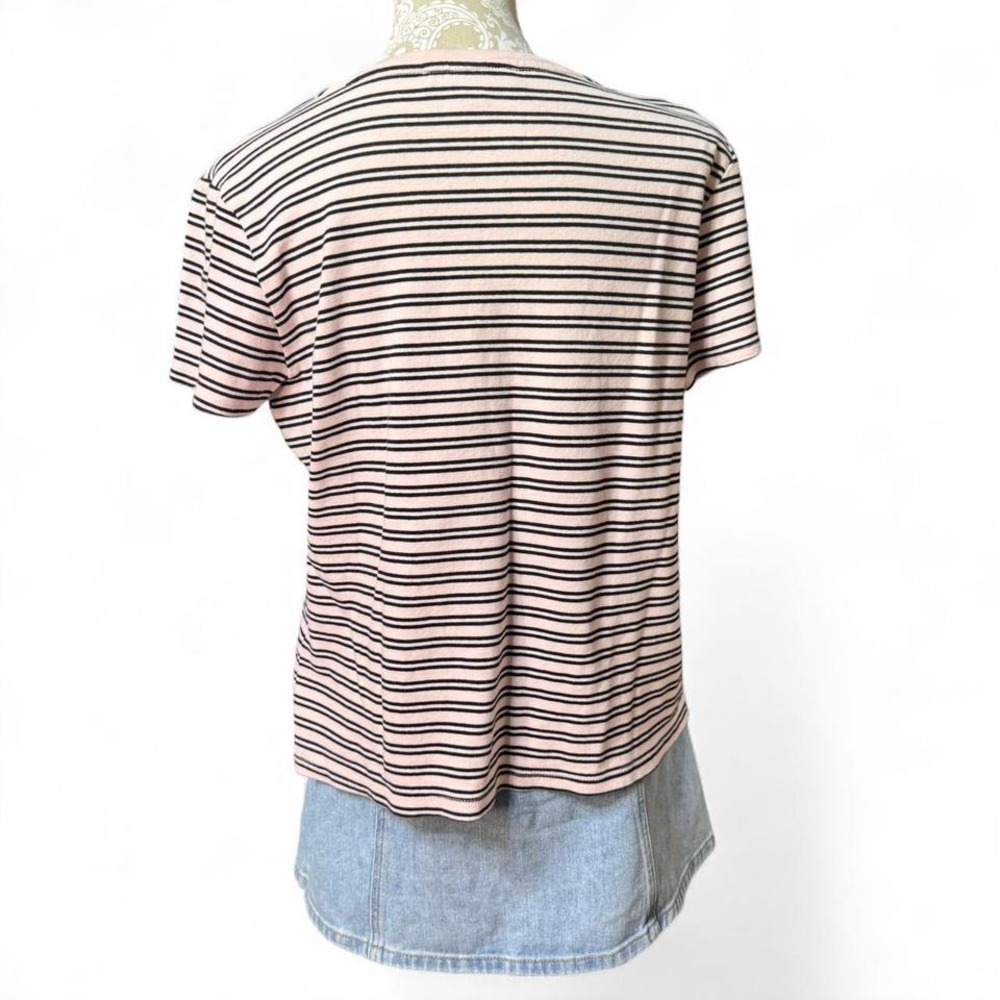 Tommy Hilfiger Pink Striped Logo Tee Shirt Womens XXL Casual Classic Preppy - Picture 5 of 7